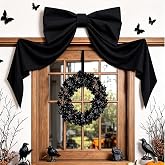 Halloween Black Bows, 48 x 24 Inches Large Big Black Bow Party Decorations | Large Bow for Front Door Decor, Halloween Wall Decorations, Indoor Room Party Decor, Christmas Tree Topper Bows