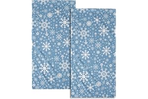 MIAOQUHE Winter Blue Snowflakes Hand Towels Set of 2 Highly Absorbent Soft Blue Christmas Towels for Bathroom Winter Christmas Deorative Kitchen Towels Washcloth for for House Hotel Gym Spa Yoga Sport 14”x28"