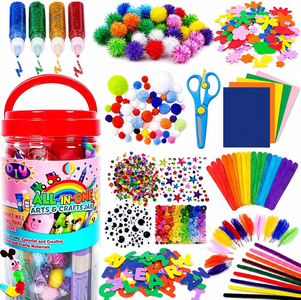 FunzBo Arts and Crafts Kit for Kids Toddlers 4 5 6 7 8 9 All-in-One