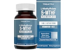 TRIQUETRA HEALTH L Methyl Folate 1000 mcg Plus Methyl B12 Cofactor – Active 5-MTHF Form - Supports Mood, Methylation, Cognition – Highly Bioavailable Bioactive Forms of Vitamin B9 & B12 (60 Capsules – 60 Servings)