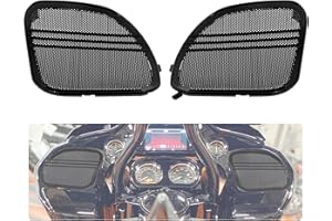 MOTOSIKLETA Front Fairing Speaker Grill Cover with Tri-Line Trim Motorcycle Left and Right Speaker Mesh Fit for Harley Road Glide FLTRX FLTRK FLTRXS FLTRUSE FLTRXSE 2015-2023 Black 1 Pair