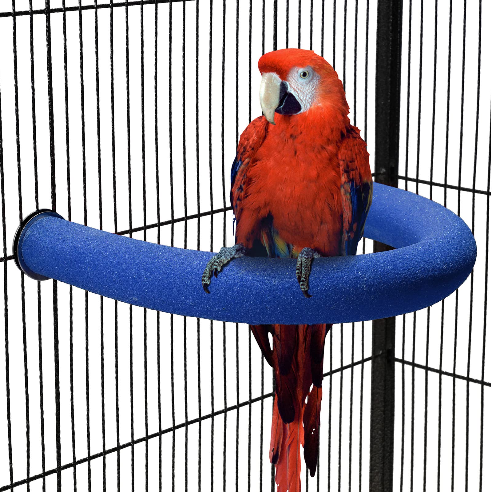 TeTupGa U Shape Parrot Perch Stand Pet Toy Bird Platform Sand Paw Grinding Clean Stick Cage Exercise Conure Budgie Cockatiel Accessories (Blue Large) — image 1