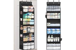 STORAGEIDEAS Over Door Organizer with 6 Extra Large Pockets 12 Side Pockets, 2-Pack Sturdy Closet Rack, Hanging Storage Organizer with Clear Window for Shoes, Diapers, Toys, Bedroom, Bathroom, Black