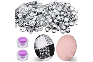 RAITEN 100 Sets Cover Buttons Kit with Tools Size Buttons to Cover Self Cover Buttons with Wire Backs DIY Fabric Cloth Cover Buttons (Size 24/0.59 Inch)