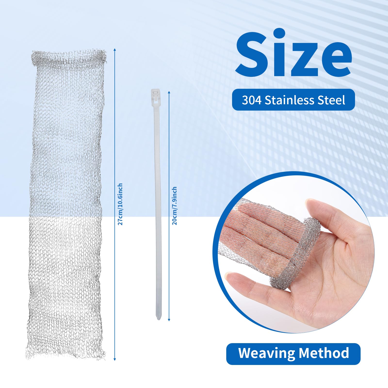 40 Pieces Lint Traps Stainless Steel Washing Machine Lint Snare Traps Laundry Mesh Washer Hose Filter with 40 Pcs Cable Ties
