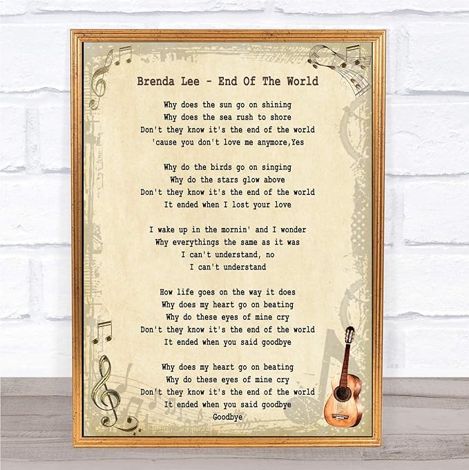 End Of The World Song Lyric Quote Print Office Products Amazon Com