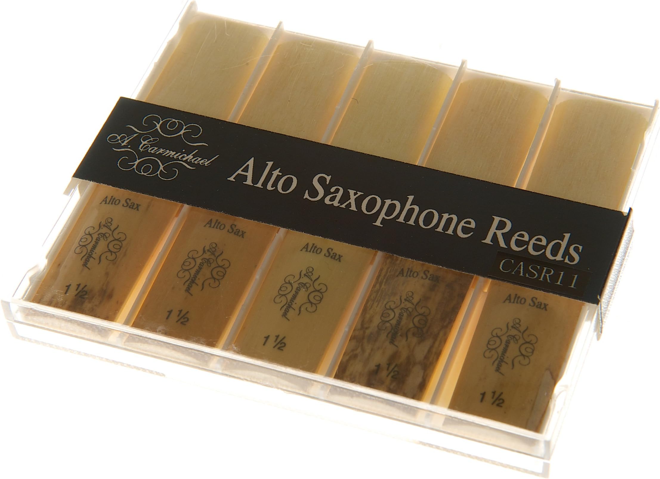 Carmichael Alto Saxophone Reeds 1.5 - Box Of 10 Reeds - Strength 1.5 - 1 1/2