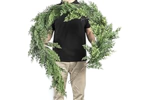 Artgar 6 Ft Christmas Cedar Garland - Realistic Greenery Cypress Garlands - Real Touch Artificial Pine Garland Christmas Decorations for Outdoor Home Dining Table Mantel Stair Porch Winter Xmas Decor