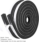 fowong Draught Excluder Tape 12mm x 12mm x 2m 2 Rolls Weather Stripping view 2