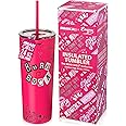 Dragon Glassware x Mean Girls Vacuum Insulated Tumbler with Lid and Straw - 24 oz Tumbler Cup with 2 Straws - Stainless Steel Cup for Water, Iced Tea - Burn Book