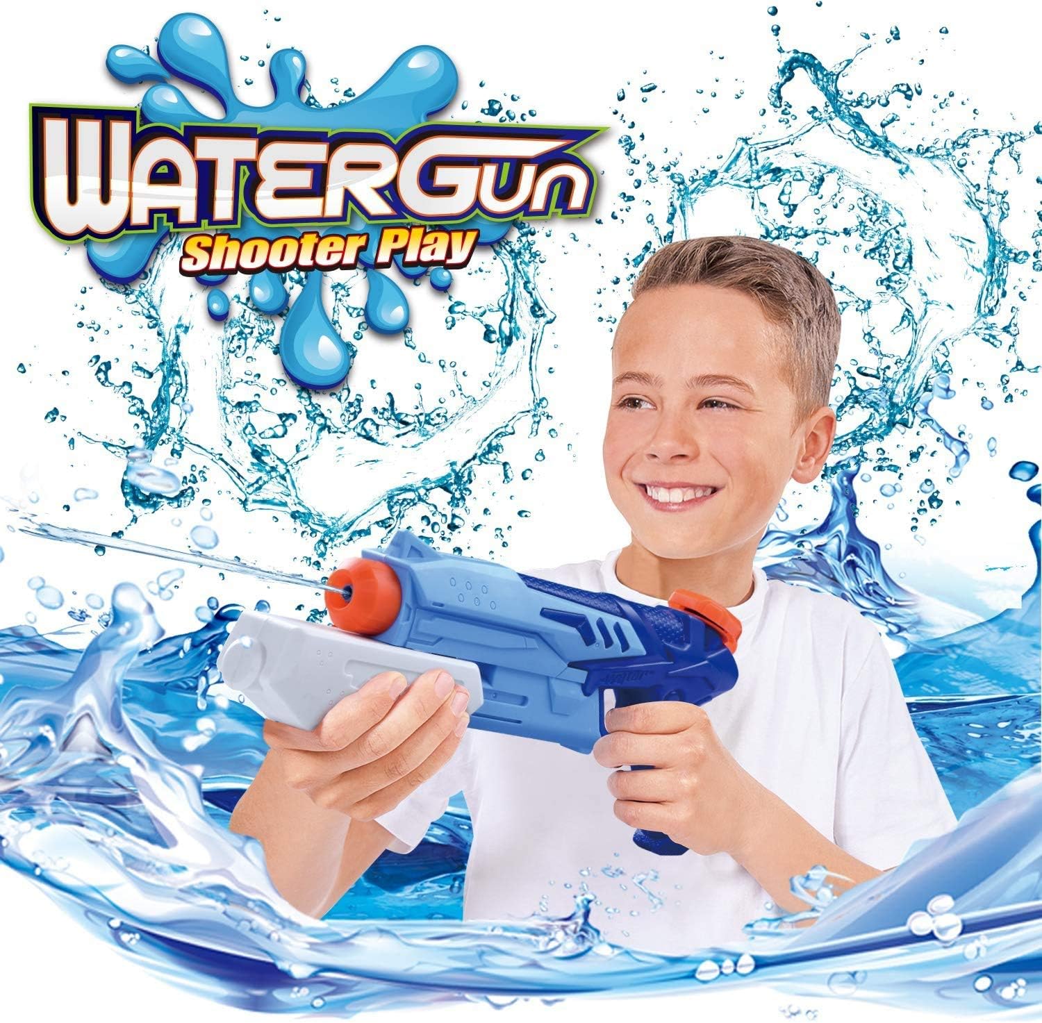 HITOP Water Guns for Kids, 2 Pack Super Squirt Guns Water Soaker Blaster 300CC Toys Gifts for Boys Girls Children Summer Swimming Pool Beach Sand Outdoor Water Fighting Play Toys: Toys & Games