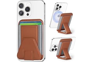 EXTRELIFE Magnetic Phone Wallet Compatible with Magsafe Wallet for iPhone 15 Pro Max/15 Pro/15 Plus/15/14 Pro Max/14 Plus/14 Pro/14/13/12 Series, Fold-out Design, 3 Viewing Angles, 7 Cards, Vegan Leather, Brown