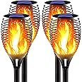 Awethone Solar Torch Light with Flickering Flame, Large Size Ultra-Bright Solar Outdoor Lights, Upgraded Waterproof Landscape Decoration Lighting Security Tiki Torches for Garden Yard Pathway (4 Pack)