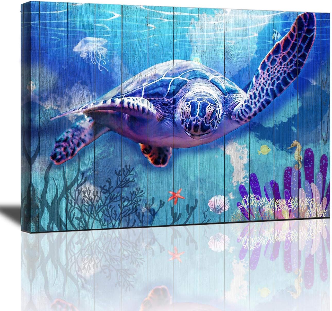 Bathroom Decor Sea Turtle Wall Art Ocean Theme Animal Painting Posters Framed Canvas Art for Home Decor