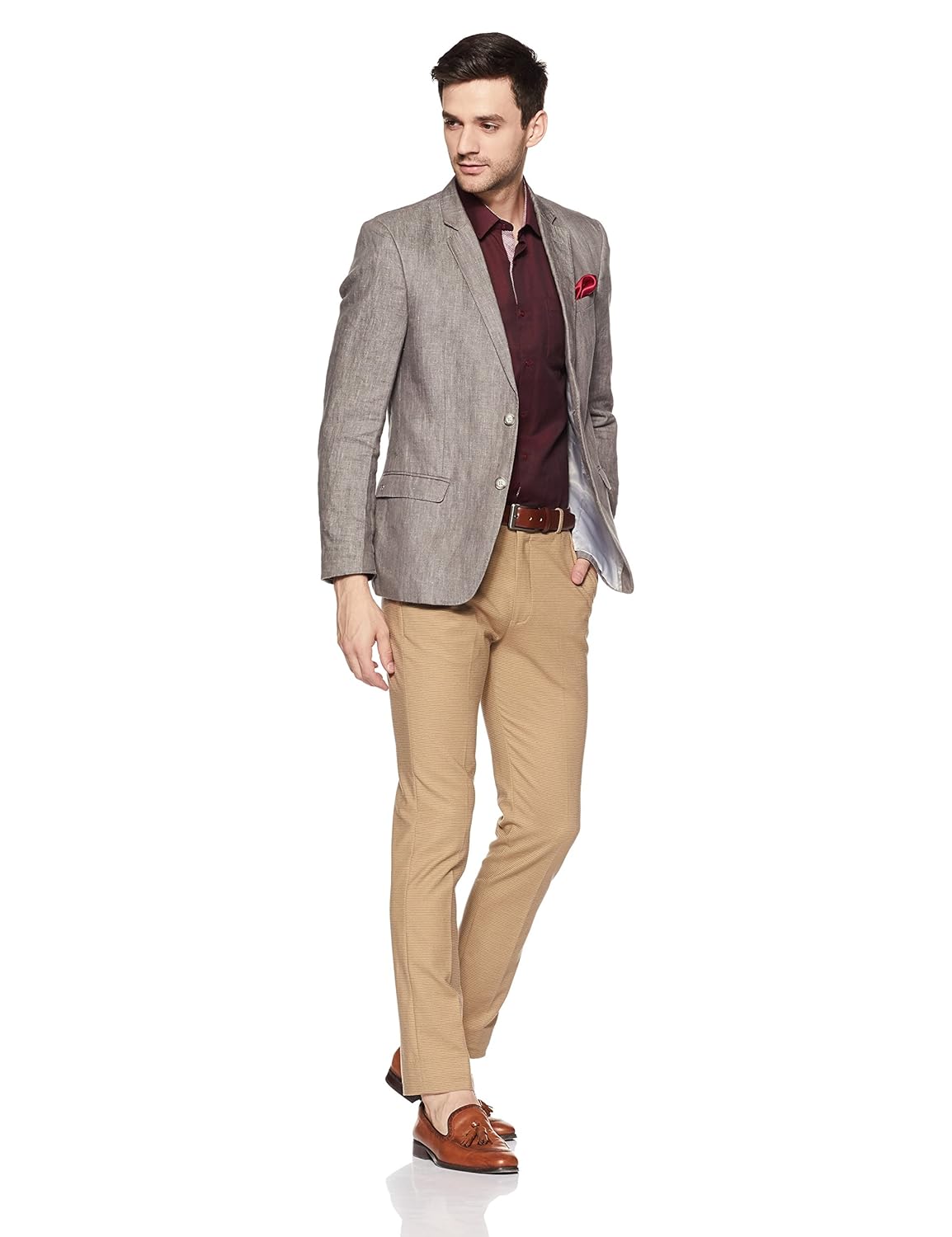 peter england men's plain slim fit formal shirt