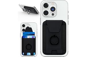 Amzone 3-in-1 Magnetic Wallet with Phone Ring Stand, Compatible with Mag-Safe Wallet, Magnetic Privacy Flap, Phone Wallet with Phone Ring for iPhone 15/14/13/12 Series, 7 Cards Holder (Black)