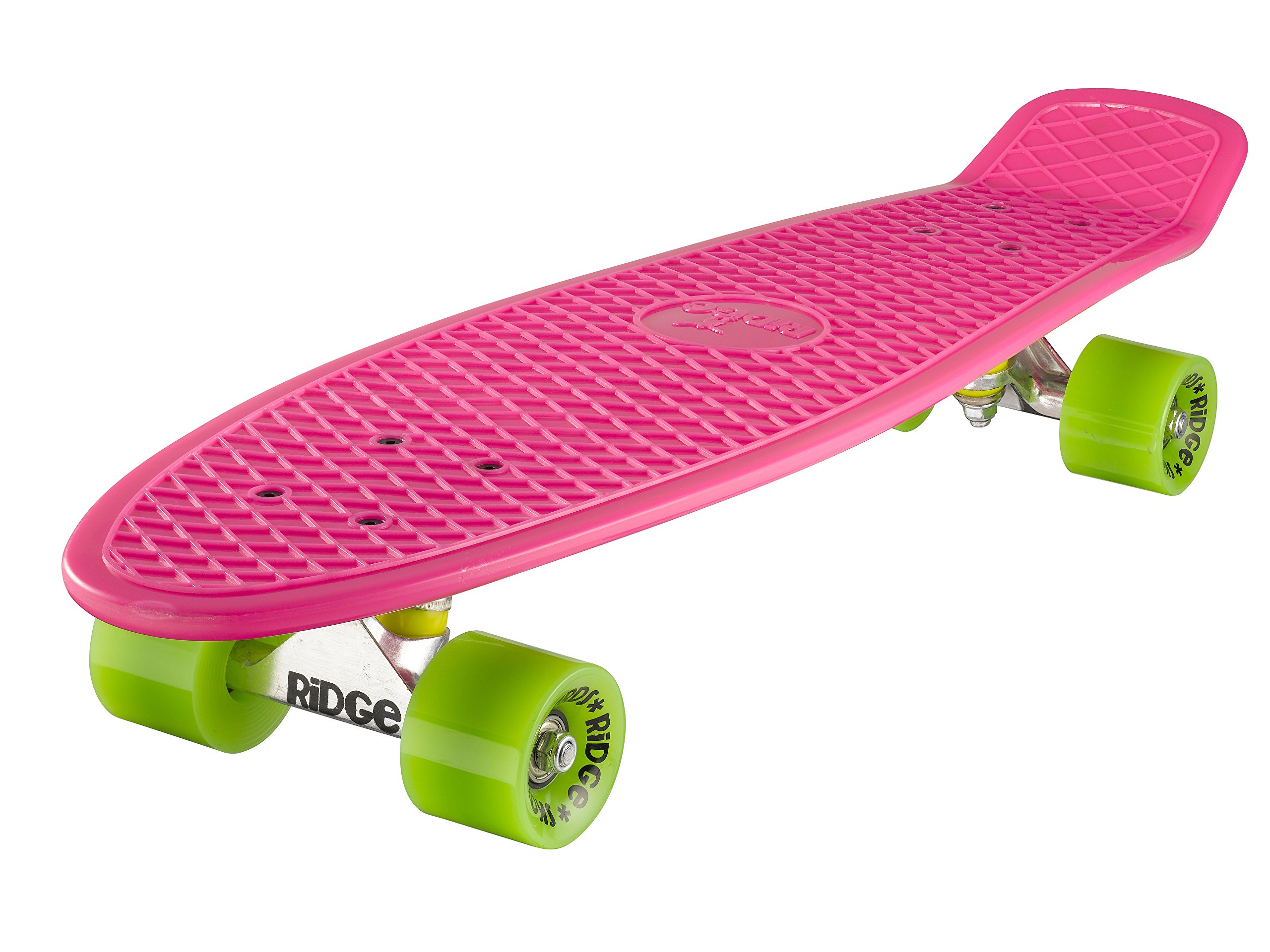 Ridge Skateboards Children Kids Big Brother Large Retro Cruiser-Pink/Green Wheels, 27 Inch