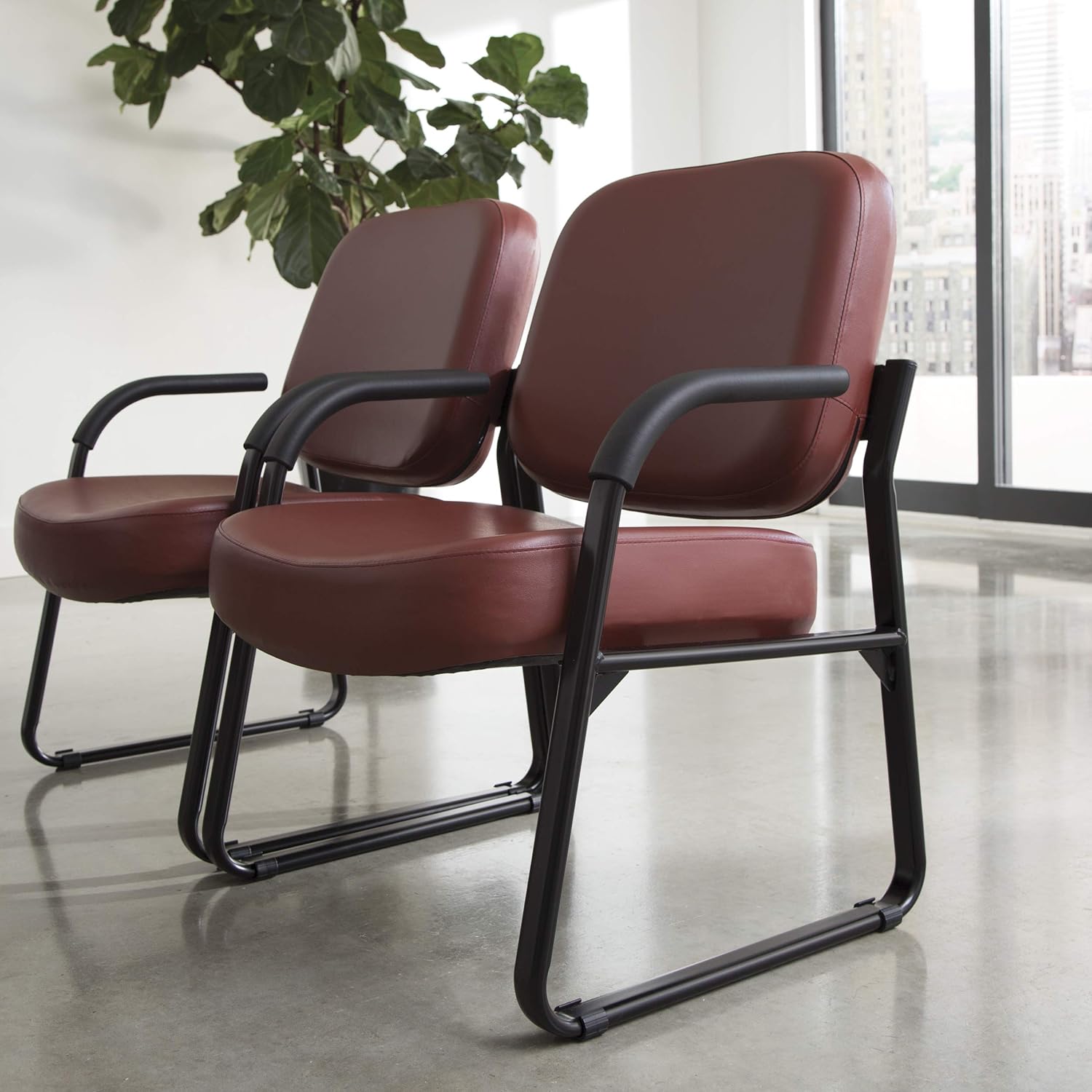 OFM Core Collection Big and Tall Guest and Reception Chair with Arms, Microbial/Anti-Bacterial Vinyl, in Wine: Furniture & Decor
