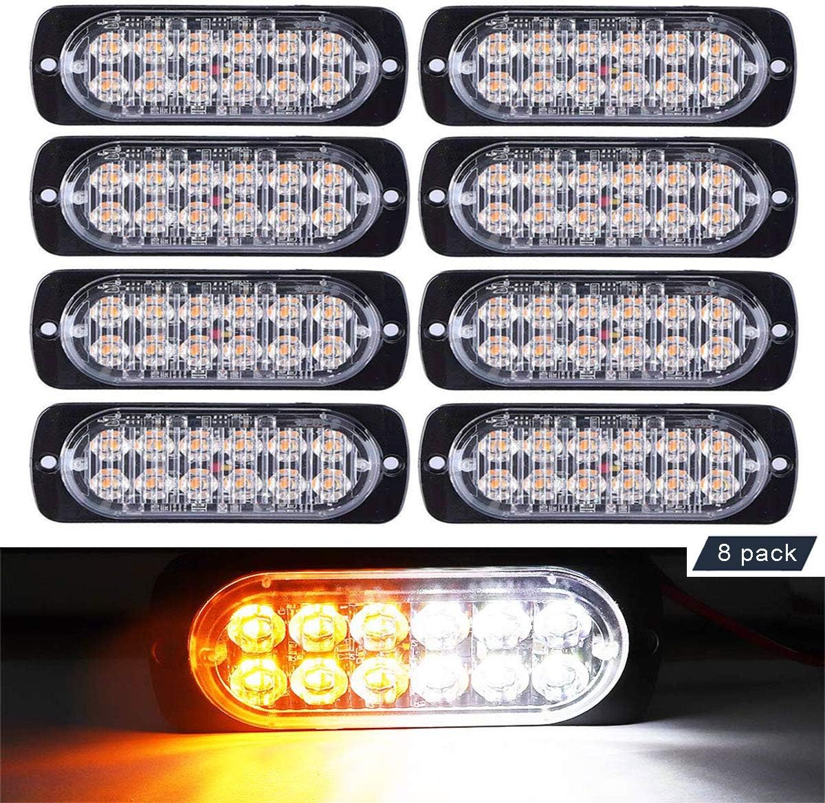Emergency Strobe Lights, 8Pack Universal 12 LED 36W