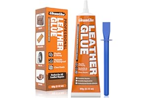 Leather Glue - 60ml Extra Strong Permanent Leather Adhesive Glue - High Strength & Flexible & Waterproof & Clear - Leather Re