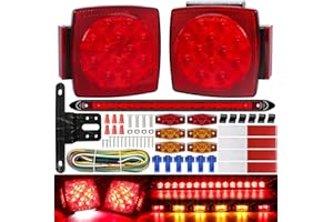 LINKITOM Submersible LED Trailer Tail Light Kit, Super Bright Brake Stop Turn Reverse Tail License Lights for Under 80 Inch Trailer Boat Utility Trailer Marine Camper RV