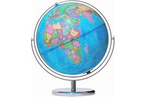 BSHAPPLUS 13" Illuminated Globes, 720° Spinning Globe with Touch Switch & Light Up Without Charging & 3 LED Lighting Modes for Classroom Education & Bedroom Decor, Inspire Geography Interest