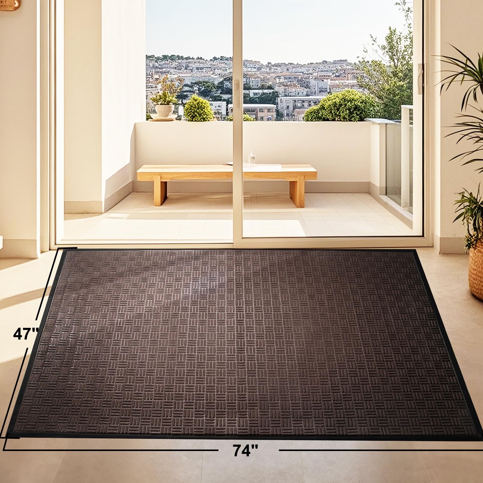 Condition photo showing New/Like New for mibao front door mat, heavy duty durable welcome mat for outdoor indoor, dirt trapper waterproof sup