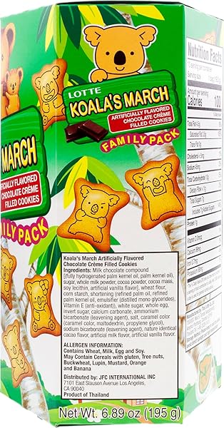 LOTTE KOALA’S MARCH COOKIE WITH CHOCOLATE CREAM FAMILY SIZE, 6.89 OZ