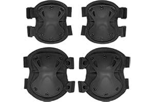 Qavctw Tactical Knee and Elbow Pads Set for Combat Airsoft Paintball Knee Protection Guard Pads Cycling Skateboarding Safety Gear Protective Guard Pads