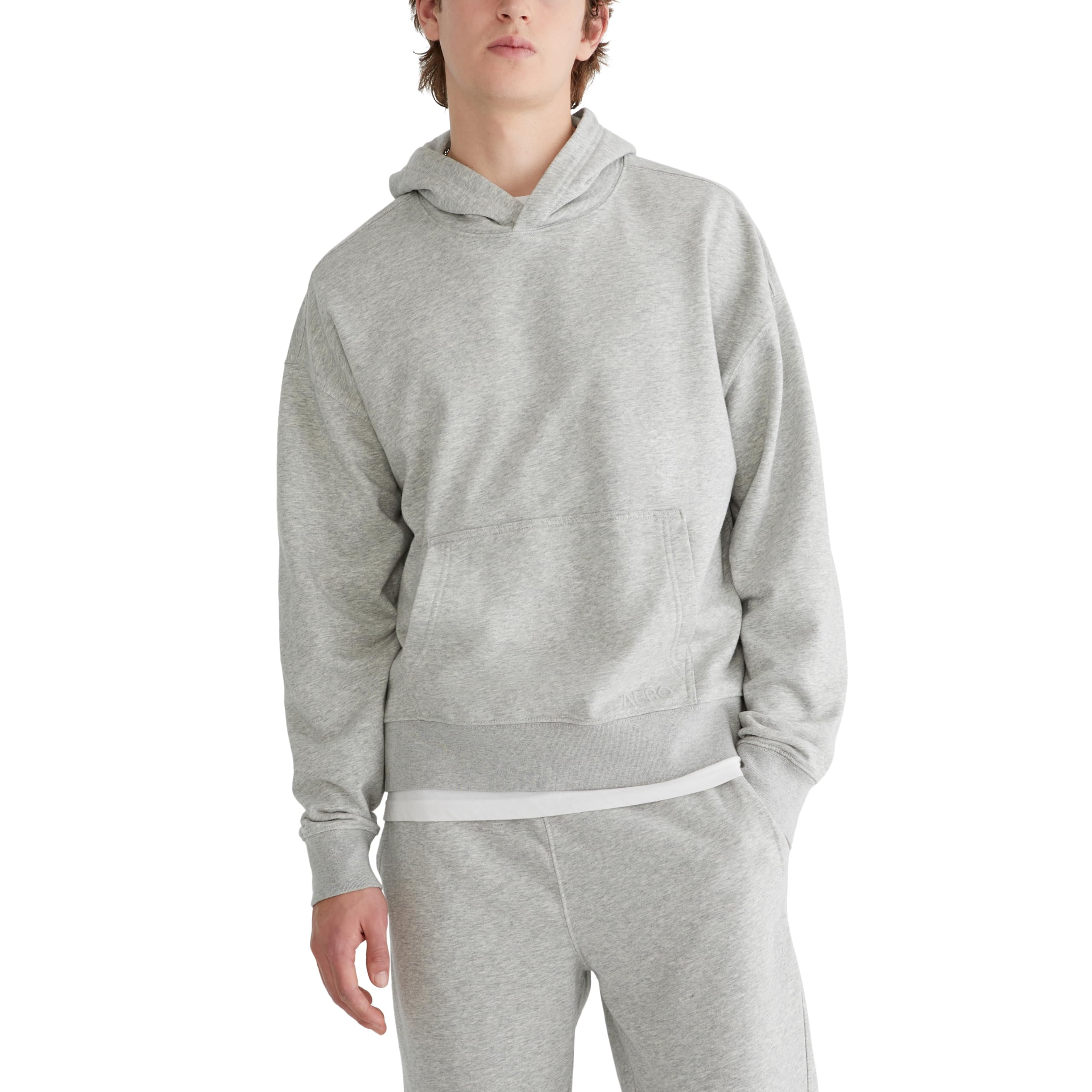 AEROPOSTALE Men’s Boxy Pullover Hoodie, Light Grey