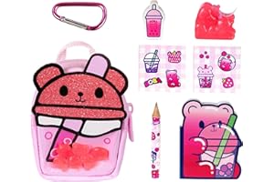 REAL LITTLES - Scented Surprise Micro Backpacks, Soft, Fluffy, Cute Food Themed Micro Backpack With 5 Scented Real Working Micro Stationery Surprises Inside, 6 To Collect