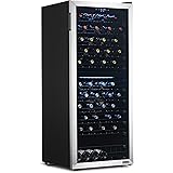 NewAir Large Wine Cooler Refrigerator in Stainless Steel | 98 Bottle Capacity | Freestanding Fridge with Low-Vibration Invert