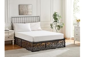 WARM HOME DESIGNS Cache-sommier pour très grand lit. Notre jupe de lit noire se marie parfaitement avec une literie de ferme 