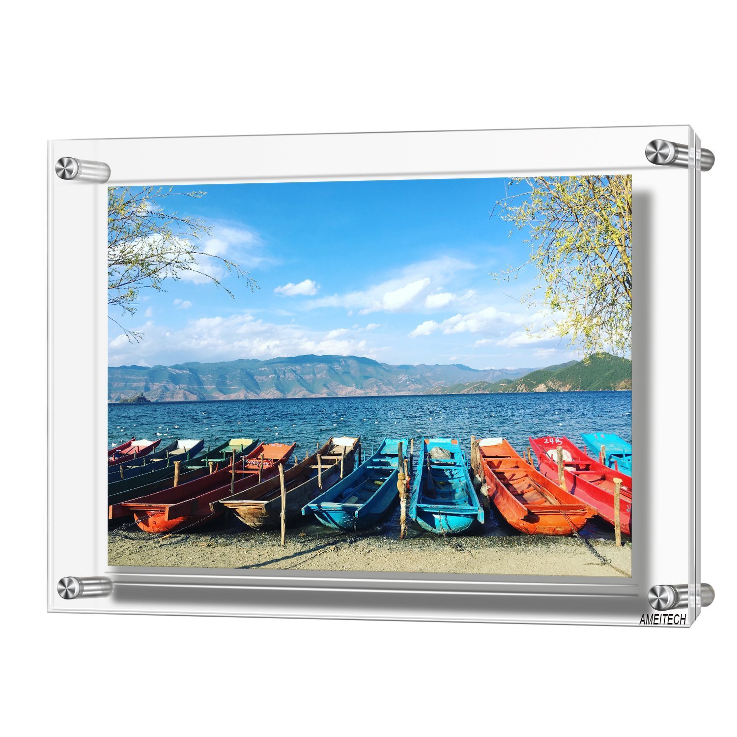 Acrylic Wall Mounted Photo Frames, Clear Photo Panel Hanging Double Panel Contains Pictures 43.7 x 31.5 cm, A3 Size Picture Frame for Certificate Poster Display