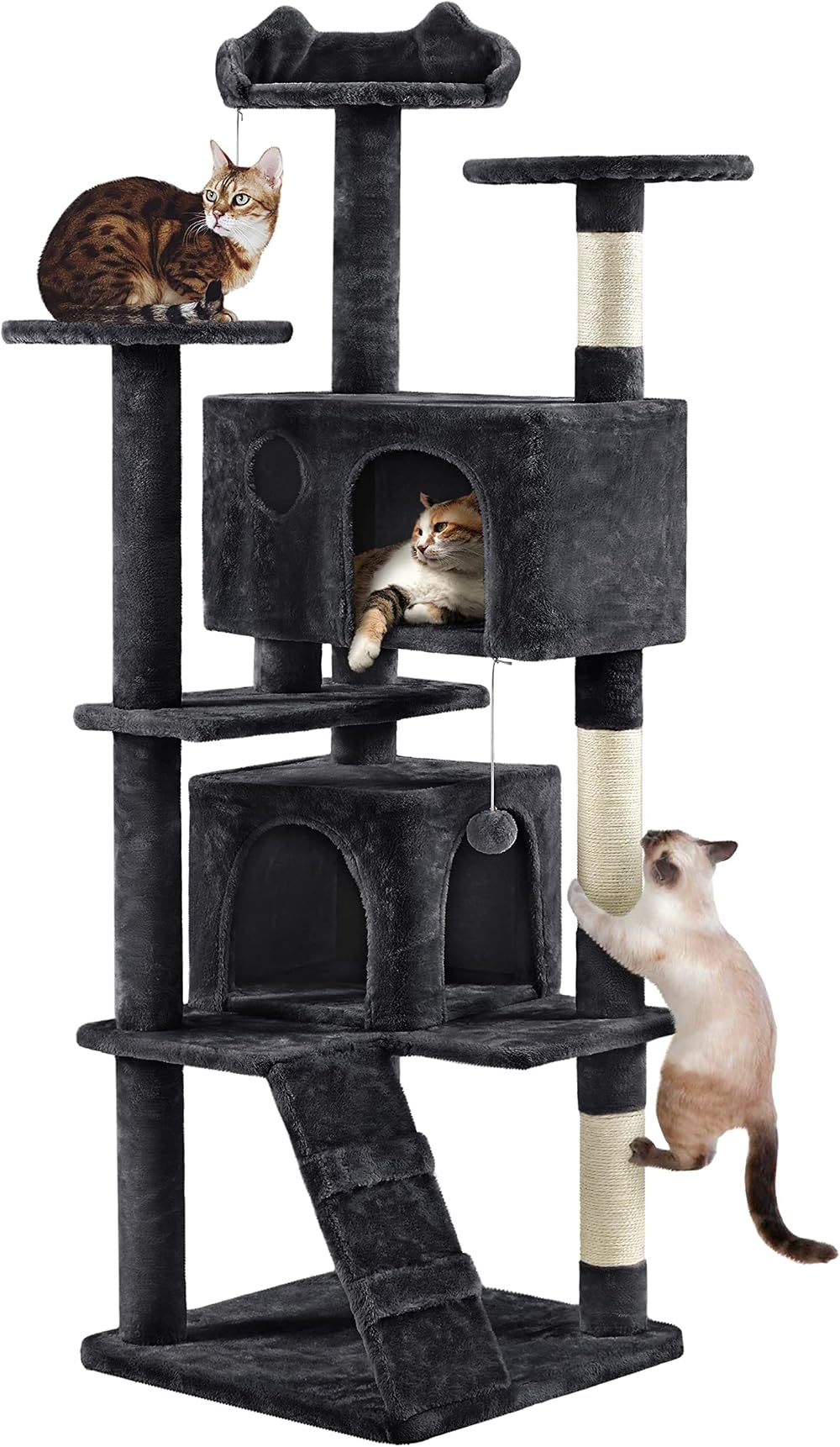 Yaheetech 178cm Multi-Level Cat Tree with 2 Condos 3 Scratching Posts