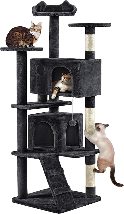 Yaheetech 178cm Multi-Level Cat Tree with 2 Condos 3 Scratching Posts
