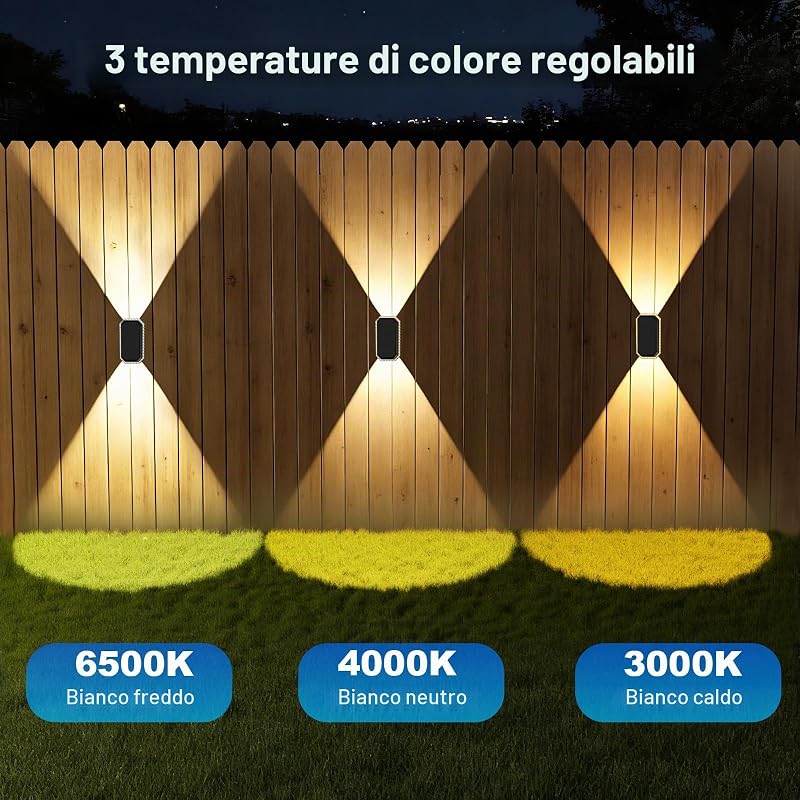 Applique Solare da Esterno 3 Colori, IP65 Impermeabili 1200mAH