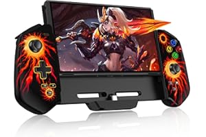 MystNova Switch Controllers, Hall Effect Joystick Switch Joypad for Nintendo Switch/OLED, Full-Size Grip Switch Pro Controller No Drift (Black-Flame)
