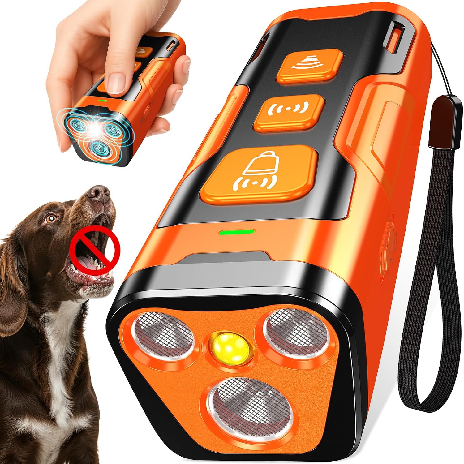 YUYQA Dog Bark Deterrent Device, 3X Ultrasonic Anti Barking, 6 Training Modes 23 FT Range Barks No More Indoors Outdoors Beha