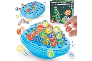 INKZOO Marble Balance Game, Wobble Marble Stacking Game for Kids 6+, Family Games for Kids and Adults with Built-in Storage, Marbles Board Game for 1-4 Players, Fun Birthday Party Games Toys