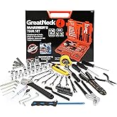 Great Neck MS125 125 Piece Marine Tool Set, Gifts for Men, Dad Gifts, High Visibility, Water-Resistant Boat Tool Box Case, An