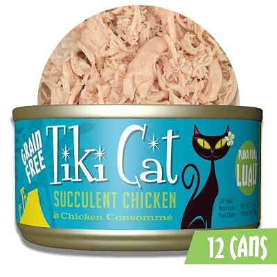 Tiki Cat Luau Grain-Free, Low-Carbohydrate Wet Food with Poultry or Fish in Consomme for Adult Cats & Kittens, 2.8oz, 12pk, Chicken