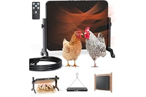 ILOJUST Smart Chicken Coop Heater with Thermostat, 200W Radiant Heat Panel with Adjustable Temp (86~194℉) & 12H Timer, Coop Heater for Winter, Remote Control, Animal-Proof Power Cord, ETL/UL Certified Safe