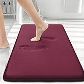 Smiry Memory Foam Bath Mat 30x20, Extra Soft and Absorbent Bathroom Mats, Non Slip Washable Carpet for Floor, Shower and Tub, Burgundy