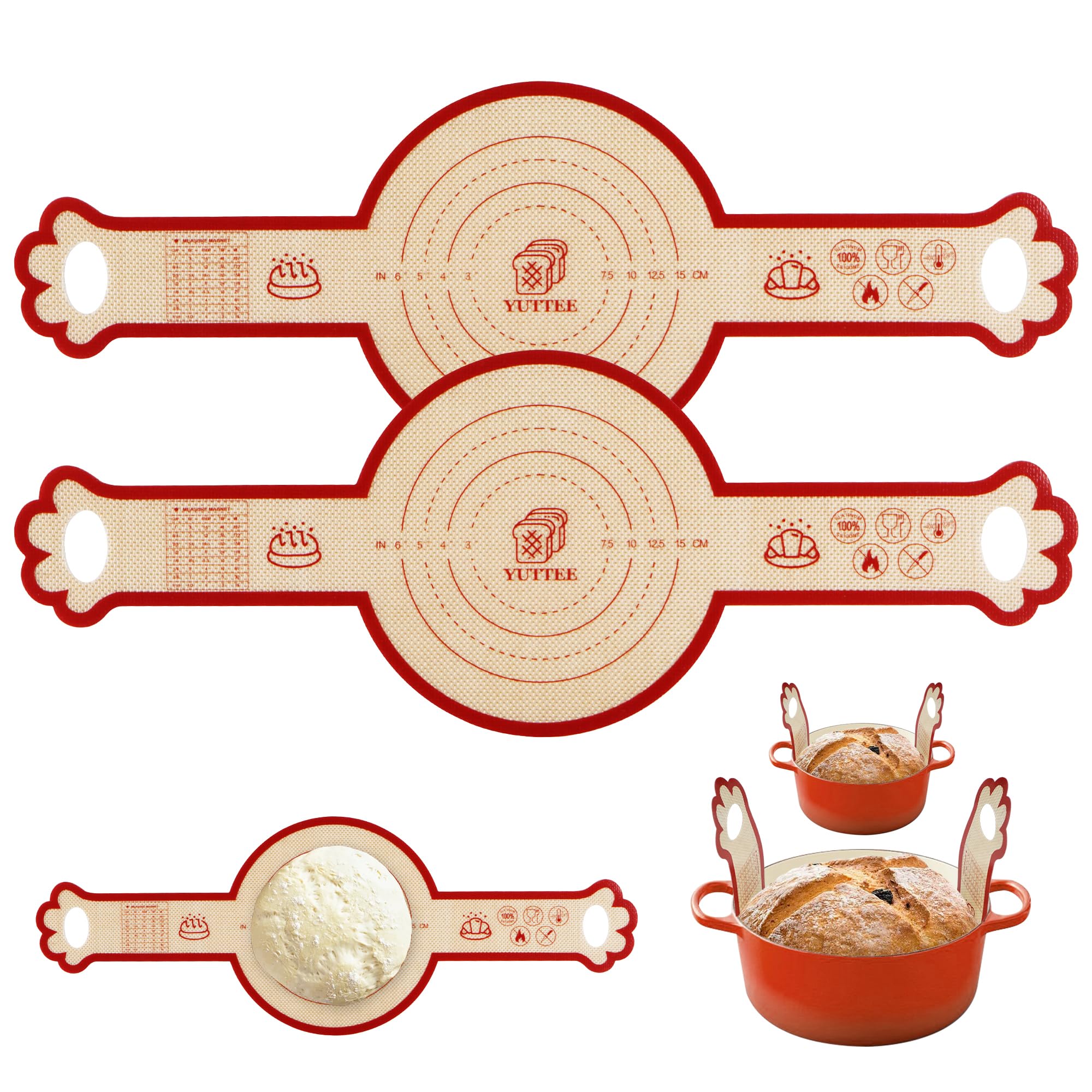 Photo 1 of 2PCS Silicone Bread Sling for Dutch Oven, 6 Inch Non-Stick Round Sourdough Baking Slings, Reusable Baking Cooking Transfer Mats with Long Cat-Shape Handle, Easy To Transfer Bread More Easily