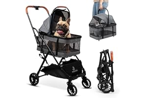 PAWLALA Pet Stroller with Detachable Carrier - Ideal for Small to Medium Dogs & Cats - Compact & Convenient Design - Easy Assembly Pet Stroller for Cats, Dog Strollers for Small Dogs - Metallic Gray