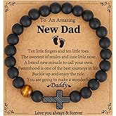 Gnamy Gifts for Dad New Dad Stepdad Men Husband, American Flag Cross Beads Bracelet Easter Birthday Jewelry Gifts for Him