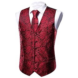 Barry.Wang Mens Suit Vest Paisley/Flower Silk