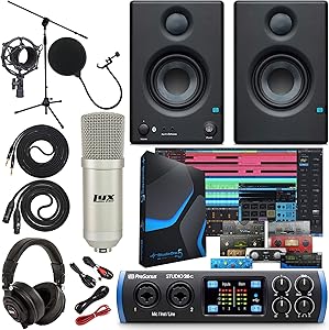 PreSonus Studio 26c 2x4,192 kHz USB Audio/MIDI Interface with Studio One 5 Artist Software Pack w/Eris 3.5 BT Pair Studio Bluetooth Monitors and 1/4” Instrument Cable
