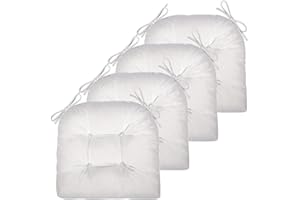 JAMPAYANG Chair Cushion, 4 Pack Chair Cushions for Dining Chairs, Chair Pads and Mat with Ties for Indoor Kitchen Seat and Desk (4 Count - 17 x 16 in, White)